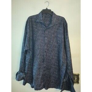 Men Alexandre London Long Cuff 100% Cotton Dark Gray Shirt Size 18 Pit 2 pit 27"